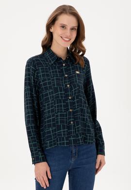Kadın Lacivert Uzun Kollu Gömlek - 50289844004