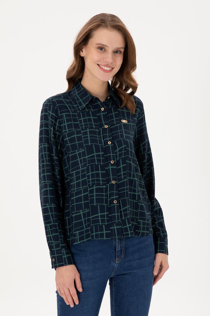 Kadın Lacivert Uzun Kollu Gömlek