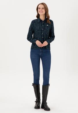 Kadın Lacivert Uzun Kollu Gömlek - 50289844004