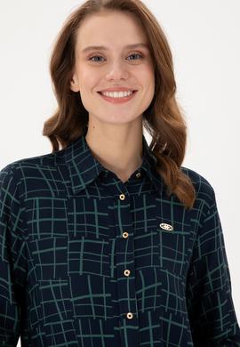 Kadın Lacivert Uzun Kollu Gömlek - 50289844004