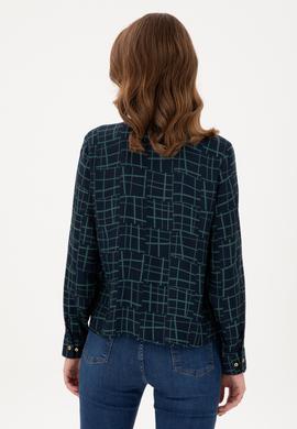 Kadın Lacivert Uzun Kollu Gömlek - 50289844004