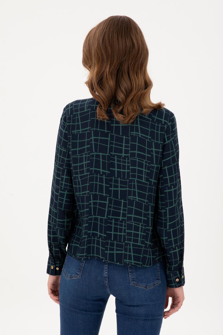 Kadın Lacivert Uzun Kollu Gömlek - 50289844004