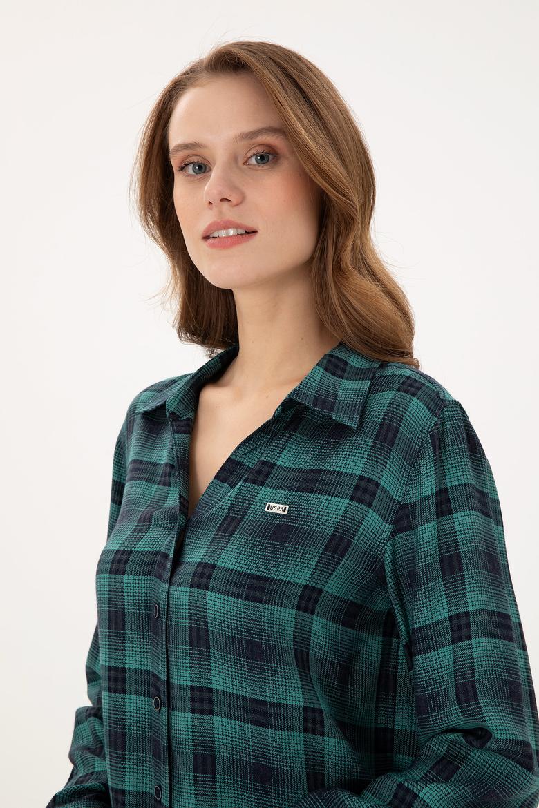 Kadın Mint Uzun Kollu Gömlek - 50291117012