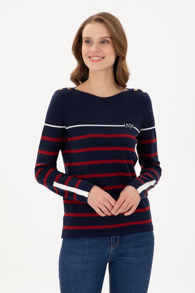 Kadın Lacivert Bisiklet Yaka Kazak