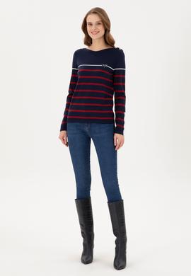 Kadın Lacivert Bisiklet Yaka Kazak - 50291573005