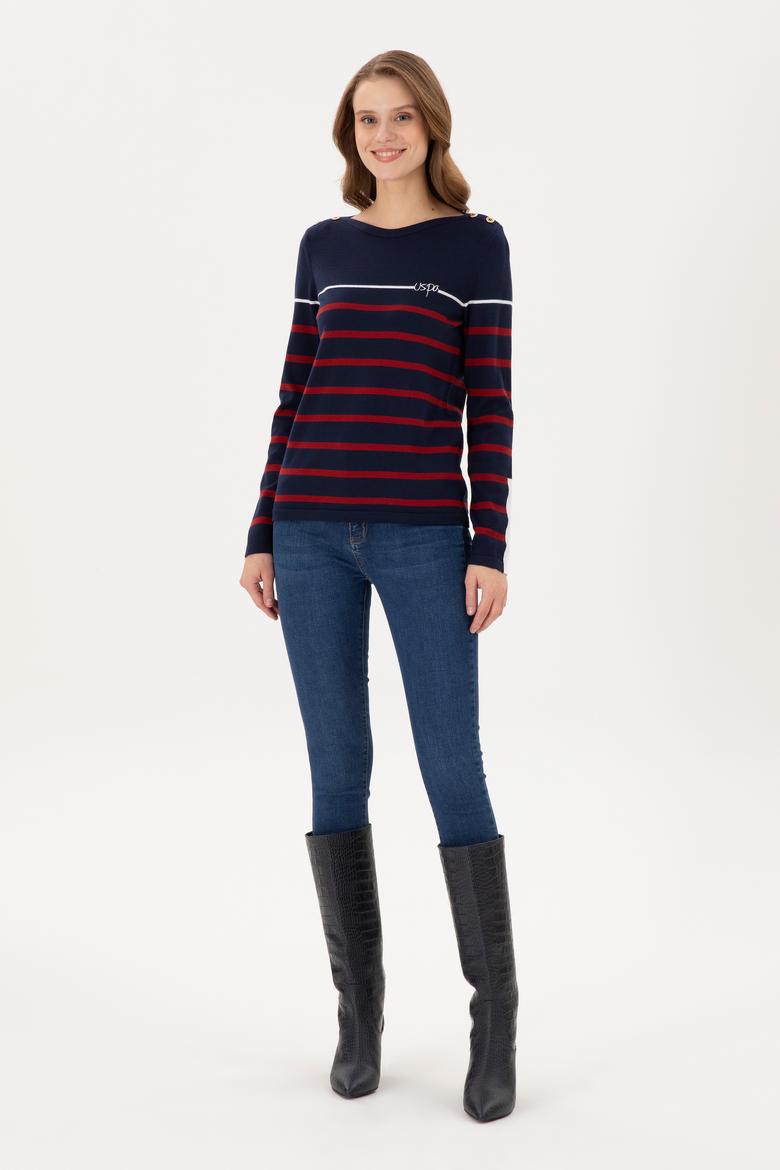 Kadın Lacivert Bisiklet Yaka Kazak - 50291573005