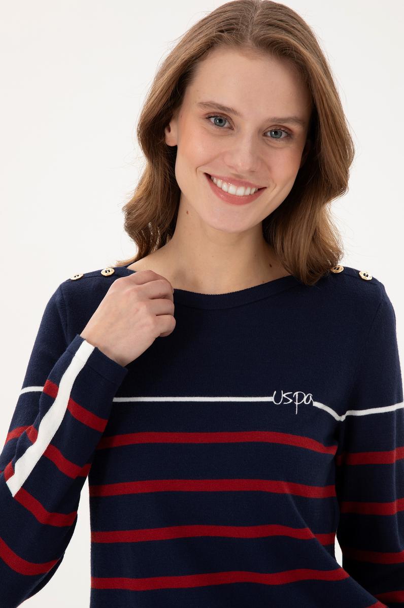 Kadın Lacivert Bisiklet Yaka Kazak