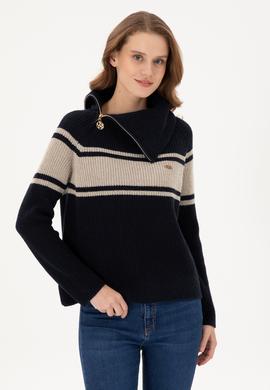 Kadın Lacivert V Yaka Kazak - 50293133002