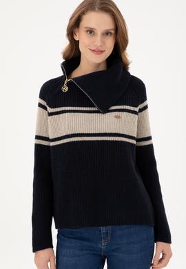 Kadın Lacivert V Yaka Kazak - 50293133002