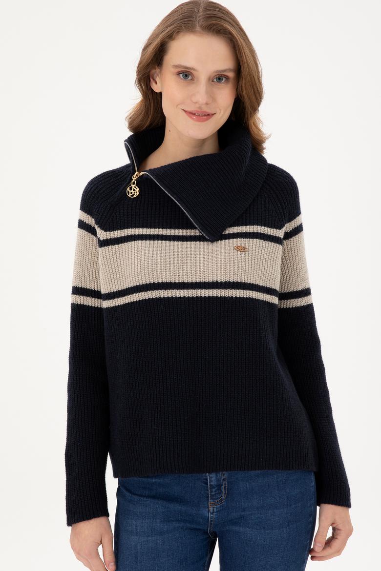 Kadın Lacivert V Yaka Kazak - 50293133002