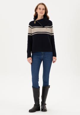 Kadın Lacivert V Yaka Kazak - 50293133002