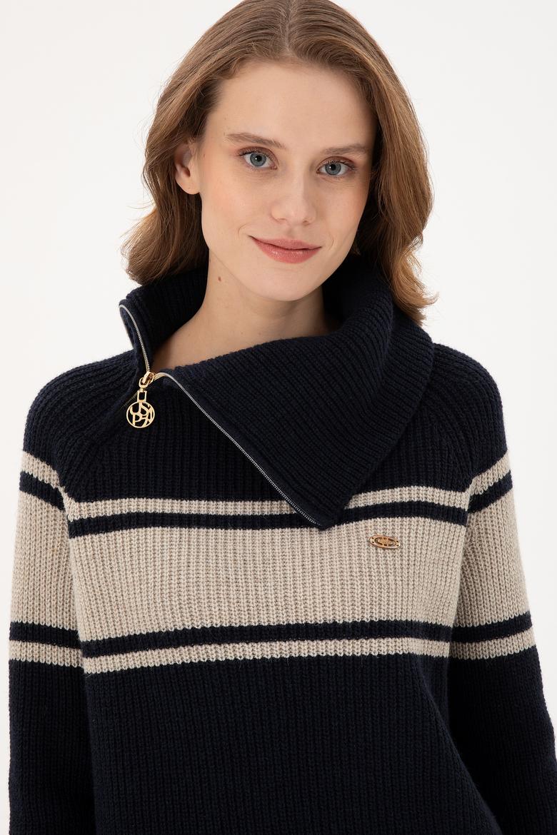 Kadın Lacivert V Yaka Kazak - 50293133002