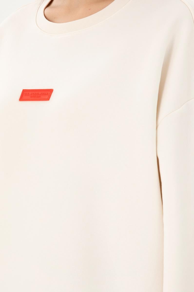 Kadın Krem Bisiklet Yaka Sweatshirt