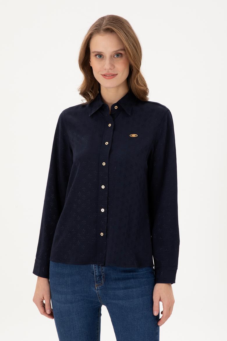 Kadın Lacivert Uzun Kollu Gömlek