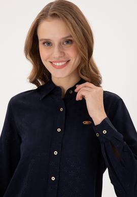 Kadın Lacivert Uzun Kollu Gömlek - 50295389005