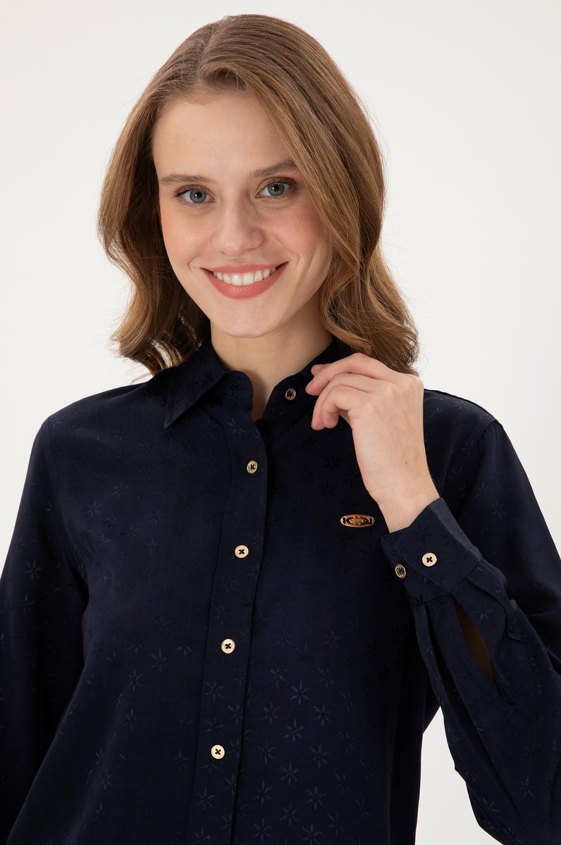 Kadın Lacivert Uzun Kollu Gömlek