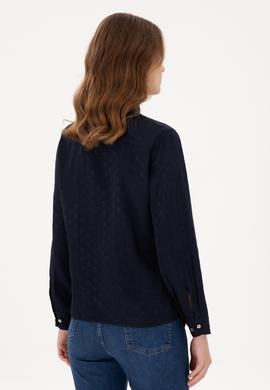 Kadın Lacivert Uzun Kollu Gömlek - 50295389005