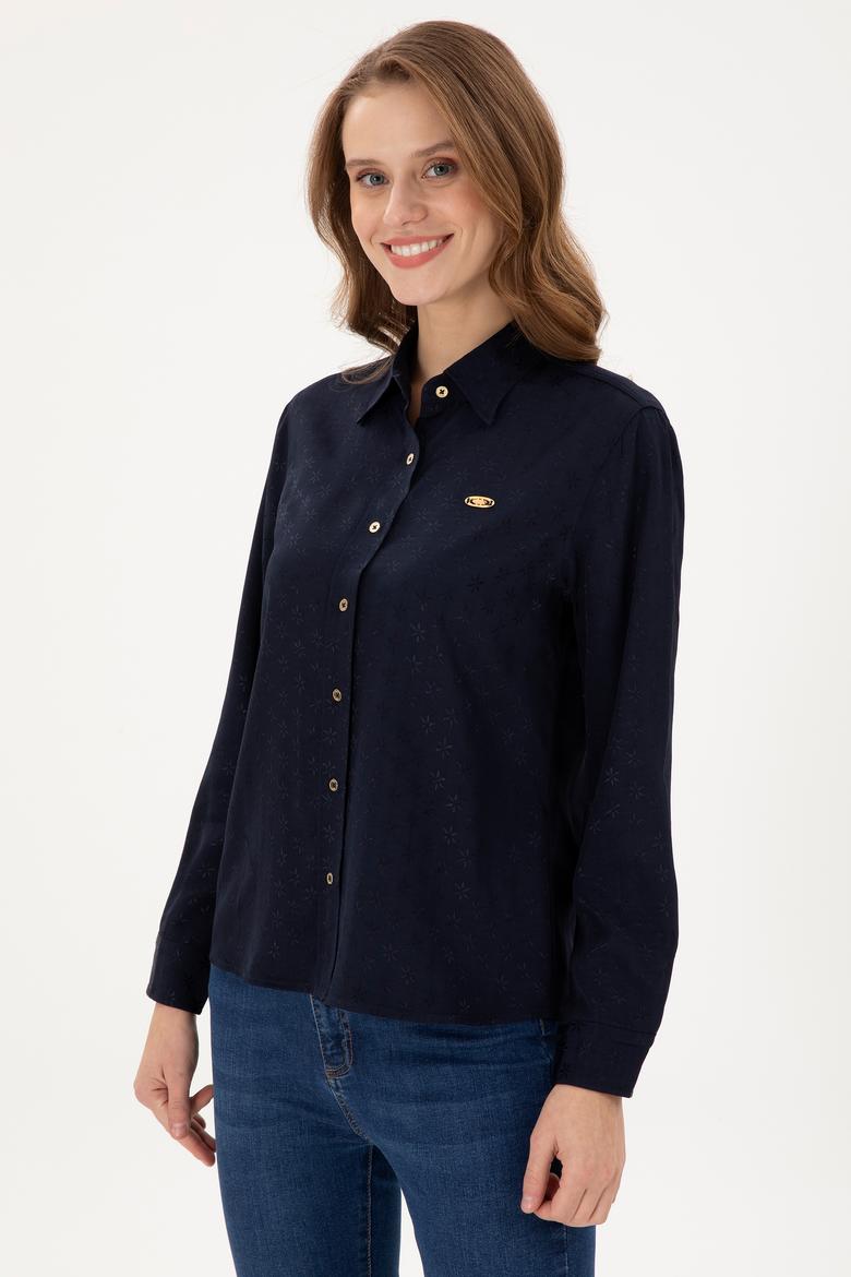 Kadın Lacivert Uzun Kollu Gömlek - 50295389005