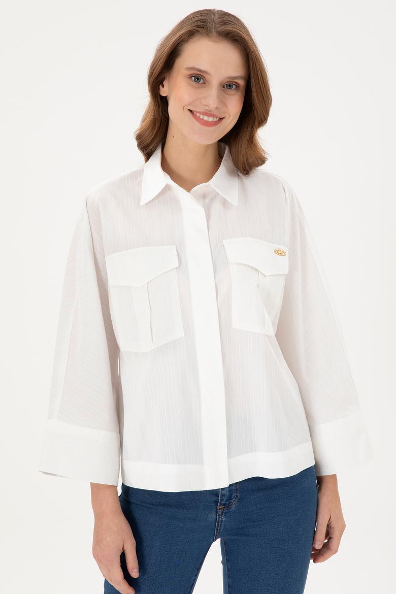 Kadın Ekru Uzun Kollu Gömlek - 50289995002