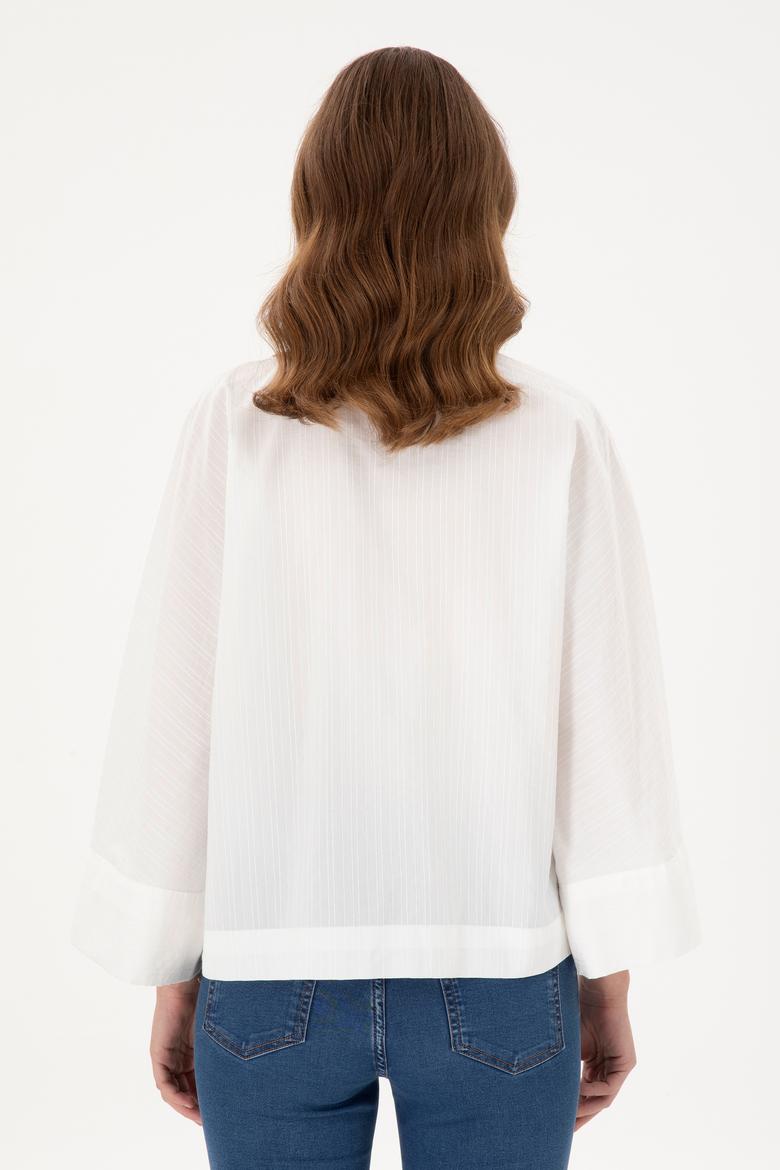 Kadın Ekru Uzun Kollu Gömlek - 50289995002