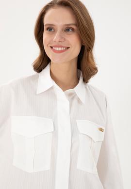 Kadın Ekru Uzun Kollu Gömlek - 50289995002