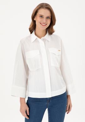 Kadın Ekru Uzun Kollu Gömlek - 50289995002