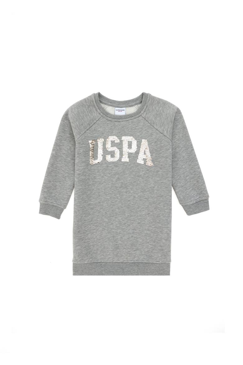 Kız Çocuk Gri Melanj Örme Elbise - 50298903023