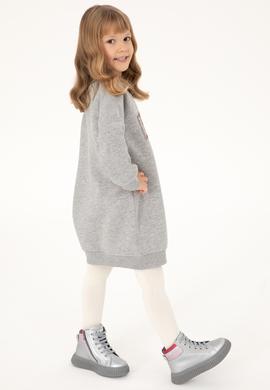 Kız Çocuk Gri Melanj Örme Elbise - 50298903023