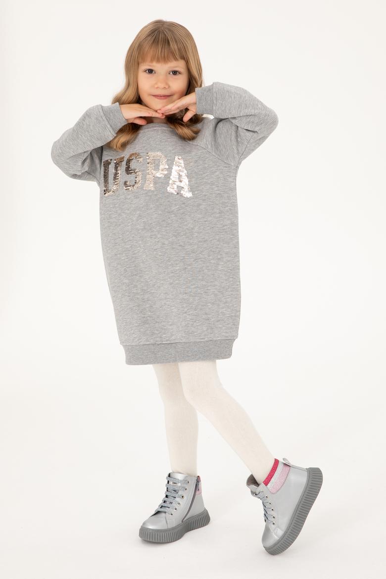 Kız Çocuk Gri Melanj Örme Elbise