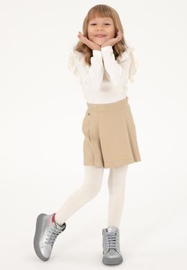 Kız Çocuk Camel Pötikare Pileli Dokuma Etek - 50301357003