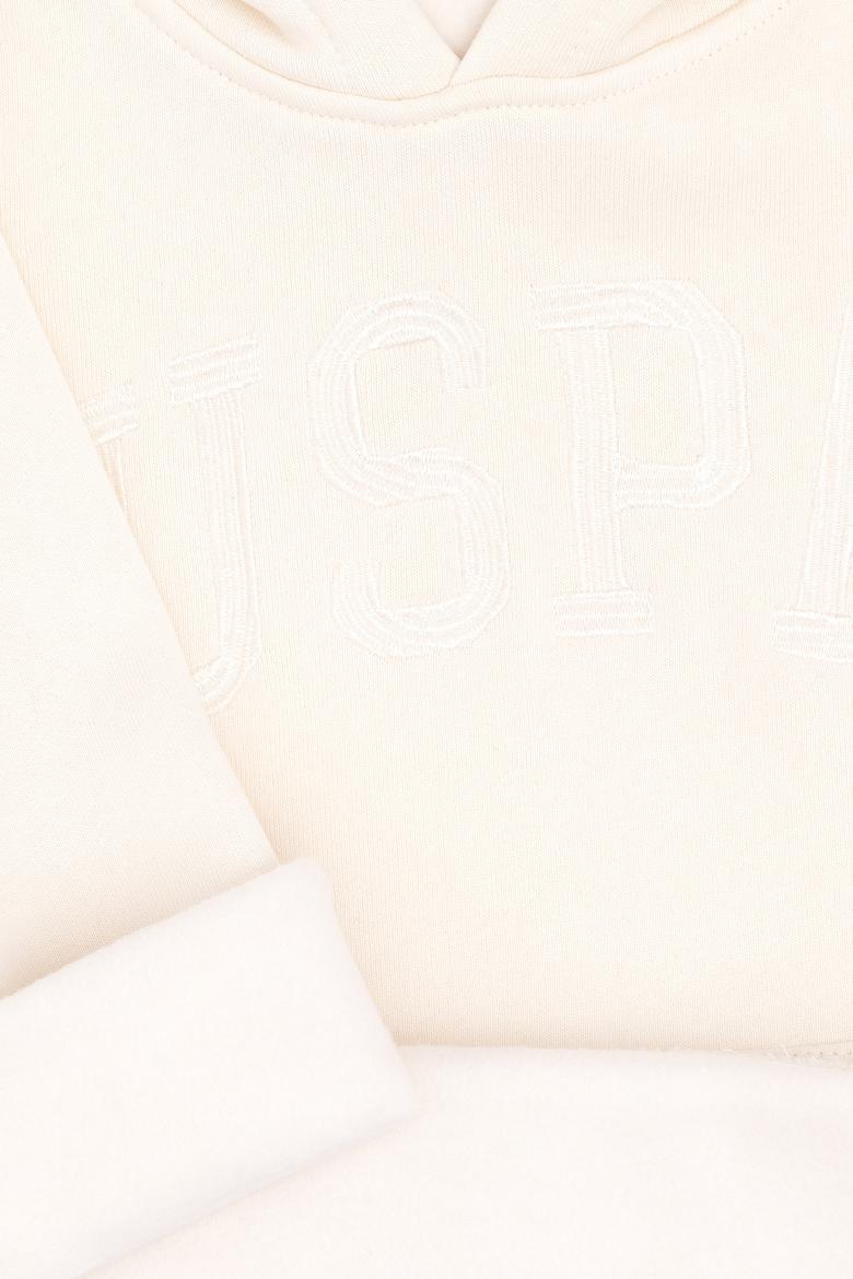 Kız Çocuk Krem Kapüşonlu Basic Sweatshirt - 50296388019