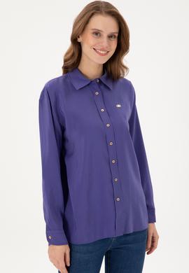 Kadın Mor Uzun Kollu Gömlek - 50289849036