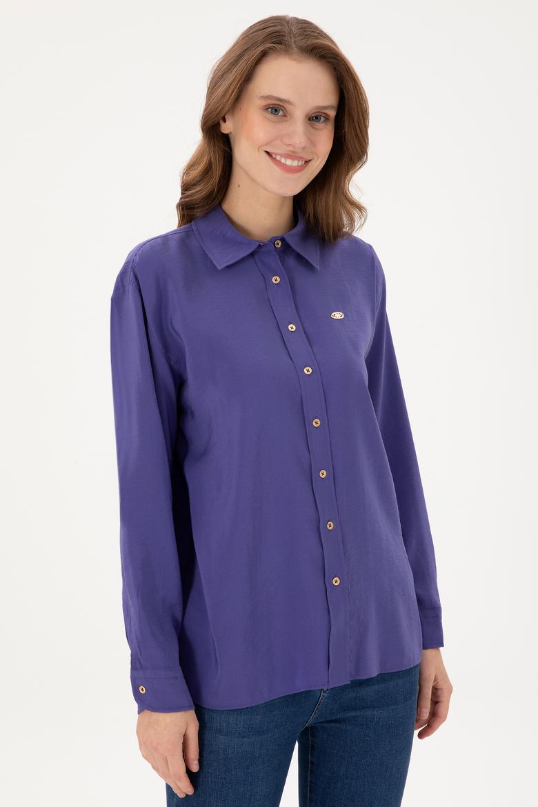 Kadın Mor Uzun Kollu Gömlek - 50289849036