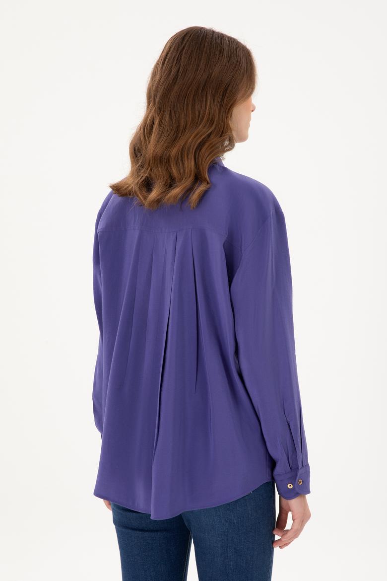 Kadın Mor Uzun Kollu Gömlek - 50289849036