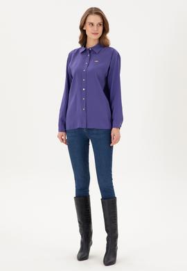 Kadın Mor Uzun Kollu Gömlek - 50289849036