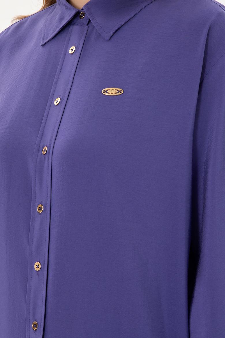Kadın Mor Uzun Kollu Gömlek - 50289849036