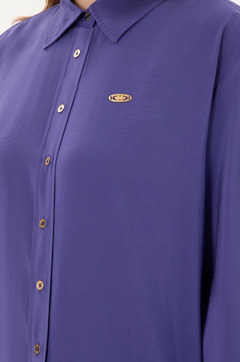 Kadın Mor Uzun Kollu Gömlek
