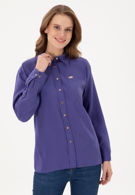 Kadın Mor Uzun Kollu Gömlek - 50289849036