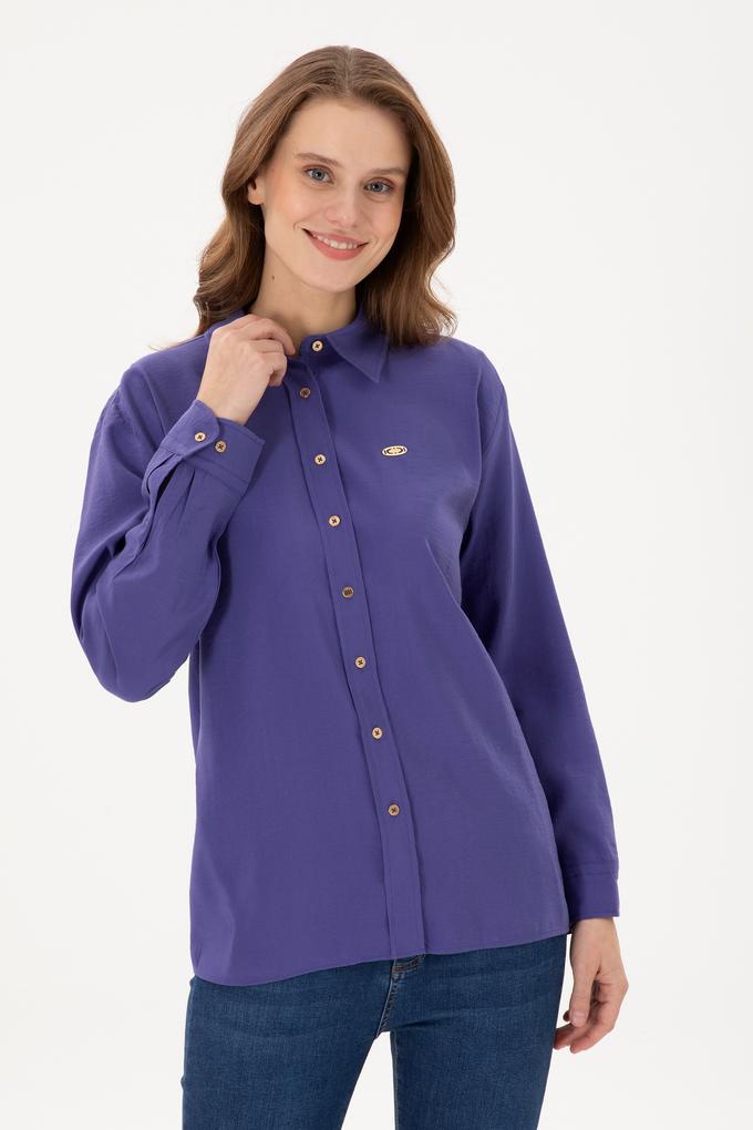 Kadın Mor Uzun Kollu Gömlek
