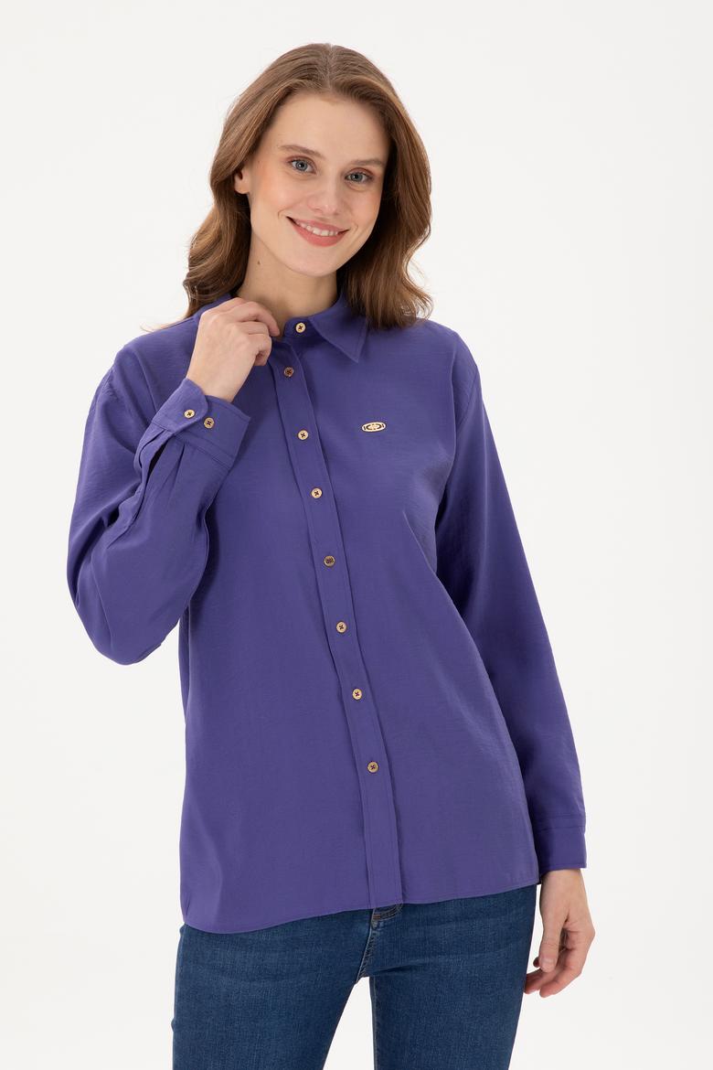 Kadın Mor Uzun Kollu Gömlek