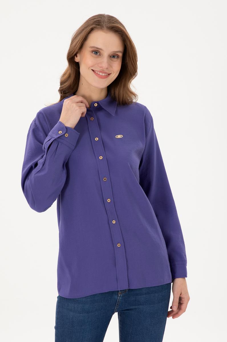 Kadın Mor Uzun Kollu Gömlek