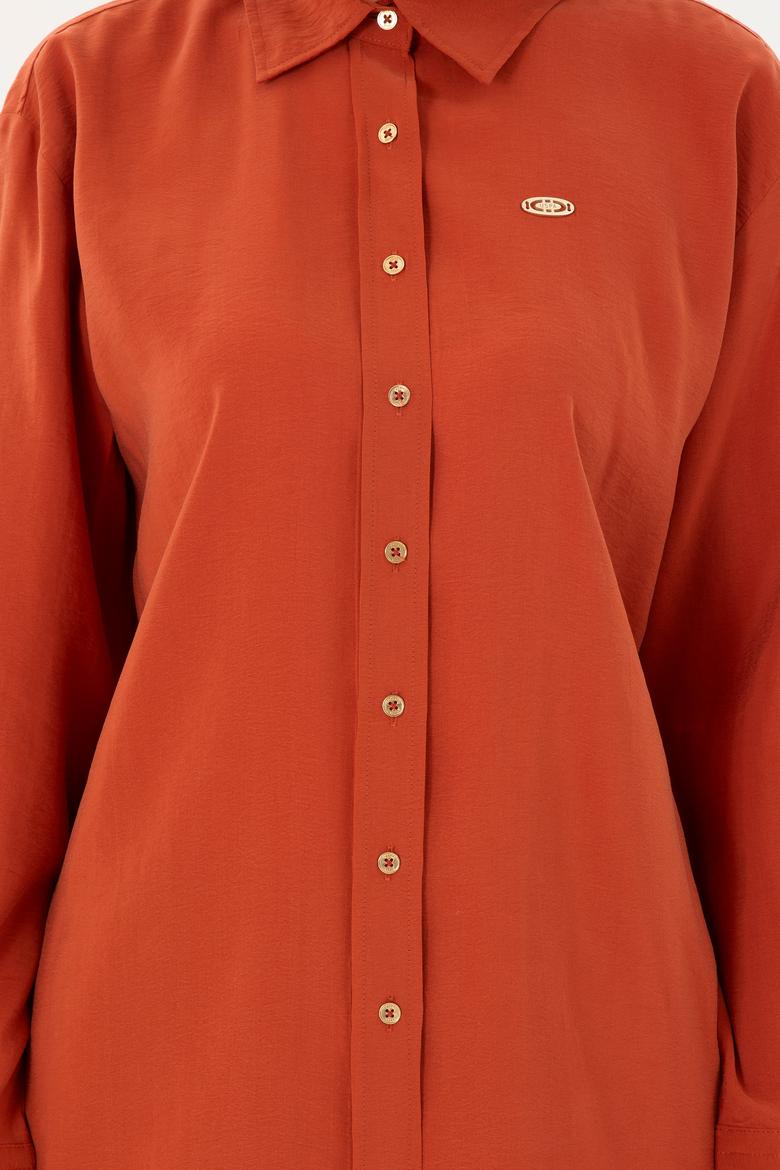 Kadın Kiremit Uzun Kollu Gömlek - 50289849018