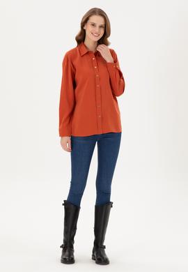 Kadın Kiremit Uzun Kollu Gömlek - 50289849018