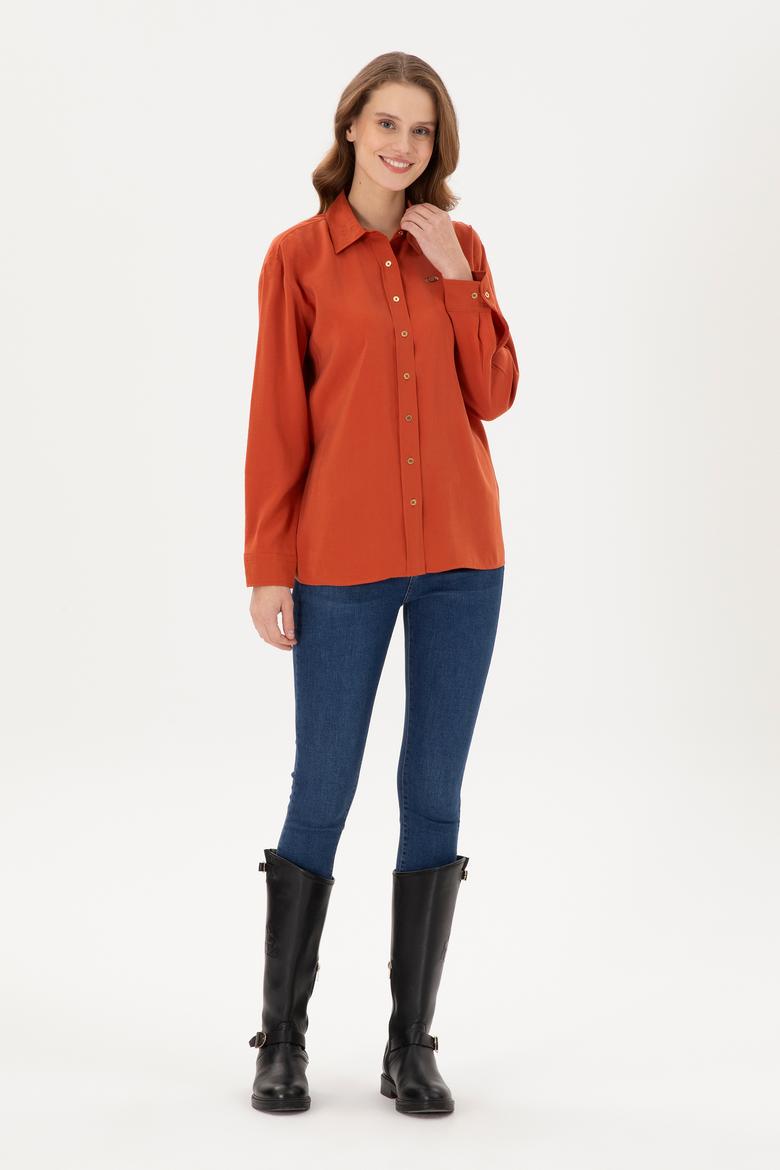 Kadın Kiremit Uzun Kollu Gömlek - 50289849018