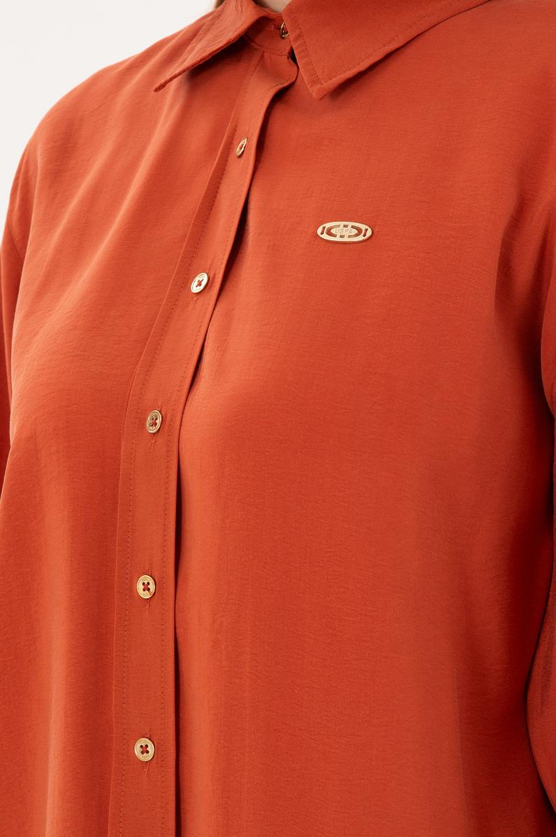 Kadın Kiremit Uzun Kollu Gömlek