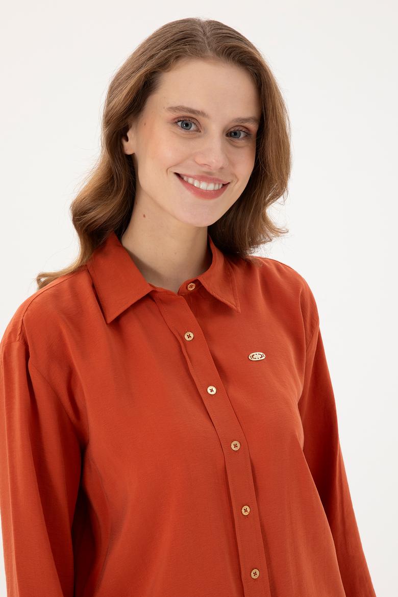 Kadın Kiremit Uzun Kollu Gömlek - 50289849018