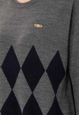 Kadın Gri Melanj Bisiklet Yaka Kazak - 50291623021