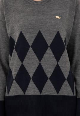 Kadın Gri Melanj Bisiklet Yaka Kazak - 50291623021