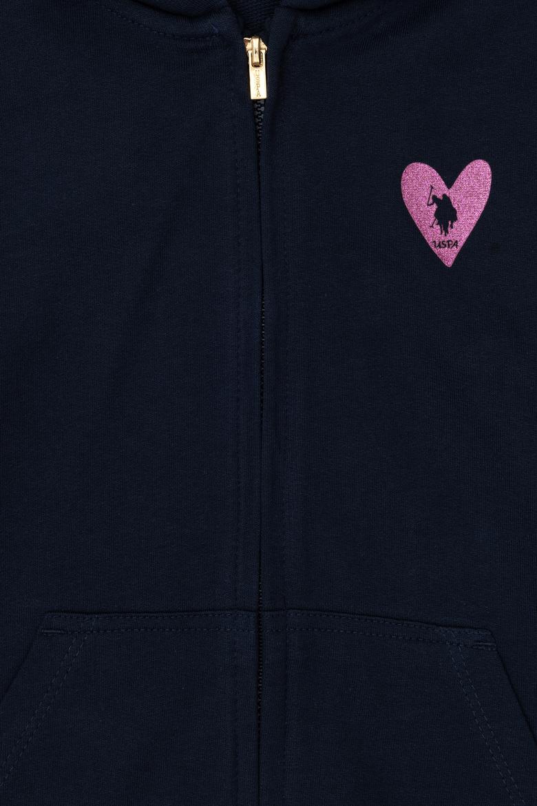 Kız Çocuk Lacivert Fermuarlı Basic Sweatshirt - 50296390077