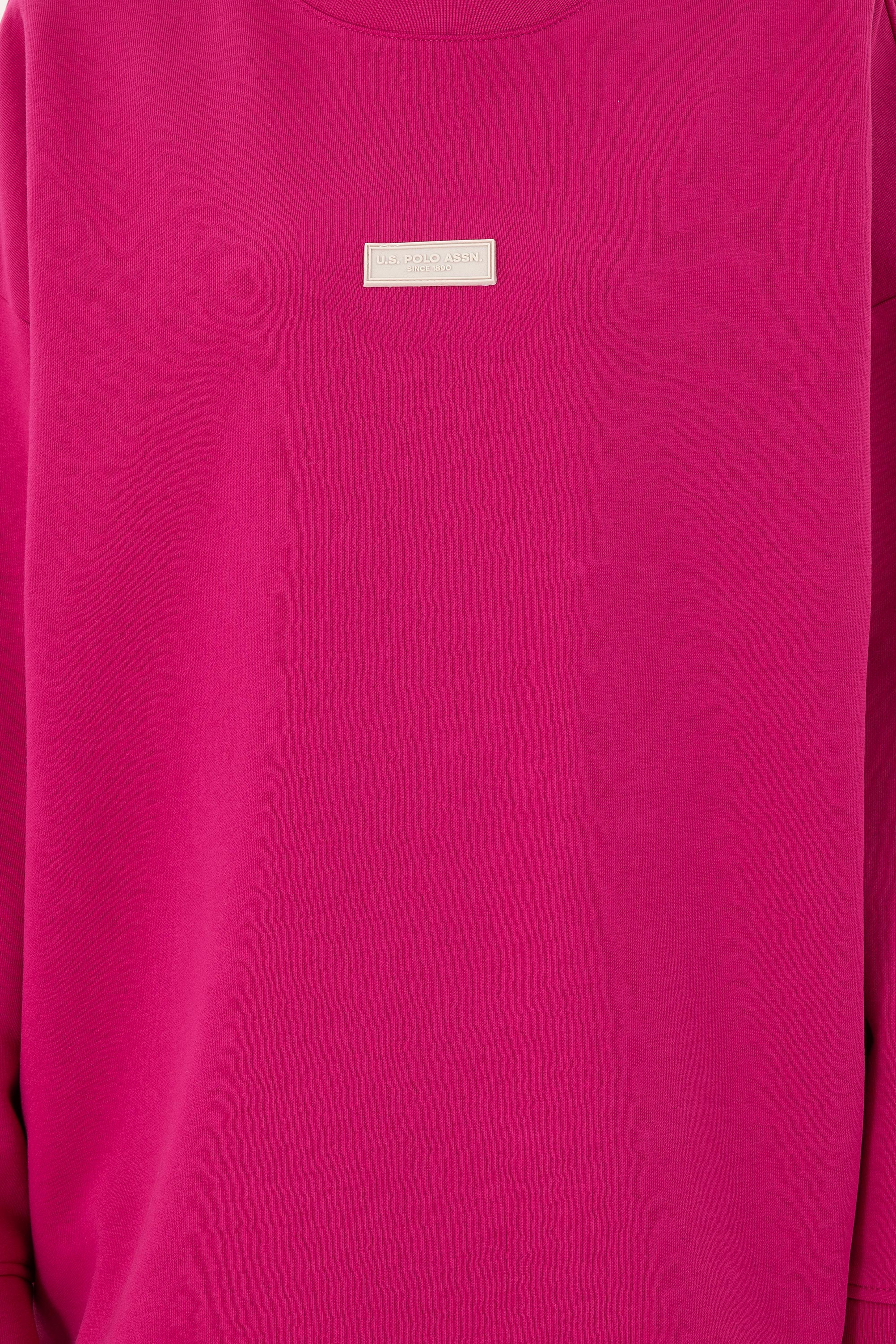 Kadın Fuşya Bisiklet Yaka Sweatshirt - Image 6